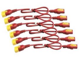SCHNEIDER POWER CORD KIT (6 EA), LOCKING, C13 TO C14, 1.8M, NORTH AMERICA, RED
