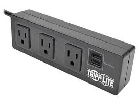TRIPP LITE 3-OUTLET SURGE STRIP W/2-PORT USB BLACK