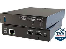 MATROX MAEVEX 7112 AVC SINGLE-CHANNEL 4KP60 ENCODER, 1X HDMI & ANALOG AUDIO IN, 1X HDMI PASS-THRU, 1X 1G LAN, USB.