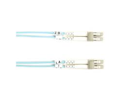 OM3 50/125 Multimode Fiber Optic Patch Cable - OFNR PVC, LC to LC, Aqua, 1-m (3.