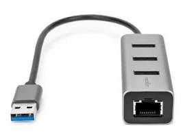 ROCSTOR PREMIUM 3 PORT PORTABLE USB 3.0 HUB WITH GIGABIT ETHERNET 10/100/1000- EXTERNAL PORTABLE 3 PORT USB HUB WITH GBE ADAPTER
