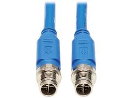 TRIPP M12 X-CODE CAT6A 10G F/UTP CMR-LP SHIELDED ETHERNET CABLE IP68 POE BLUE 10 M 32.8 FT