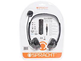 SPRACHT ZUM 3500 STEREO 3.5MM  USB HEADSET. 3.5MM PIN CONNECTOR  USB ADAPTER FOR PC MAC  PHONES TABLETS. DUAL EAR. ZOOM TEAMS SKYPE COMPATIBLE.