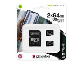 KINGSTON 64GB MICSDXC 100R A1 C10 TWO PK SGL ADP