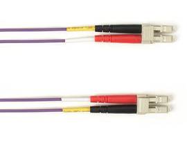 OM3 50/125 Multimode Fiber Optic Patch Cable - OFNR PVC, LC to LC, Purple, 20-m