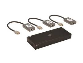 TRIPP 4-PORT HDMI OVER CAT6 EXTENDER KIT SPLITTER/3X PIGTAIL RECEIVERS 4K 60 HZ HDR 4/4/4 POC 230 FT 701 M TAA