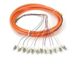 BLACK BOX CORP FO PIGTAIL, 12 STR, LC OM1 62.5, ORG, 3M