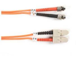 OM2 50/125 Multimode Fiber Optic Patch Cable - OFNR PVC, ST to SC, Orange, 3-m (