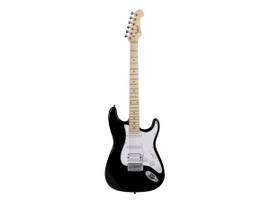 MONOPRICE INDIO BY MONOPRICE CALI CLASSIC HSS ELECTRIC GUITAR WITH GIG BAG - BLACK BODY_ WHITE PICKGUARD_ MAPLE FRETBOARD