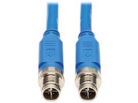 TRIPP M12 X-CODE CAT6A 10G F/UTP CMR-LP SHIELDED ETHERNET CABLE IP68 POE BLUE 1 M 3.3 FT