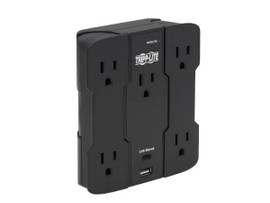 TRIPP SAFE-IT 5-OUTLET SURGE PROTECTOR USB-A/USB-C PORTS 5-15P DIRECT PLUG-IN 1050 JOULES ANTIMICROBIAL PROTECTION BLK