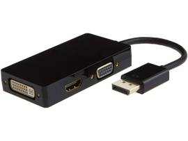 AXIOM 3-IN-1 DISPLAYPORT TO HDMI, VGA AND DVI VIDEO ADAPTER - BLACK
