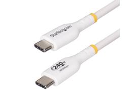 STARTECH 6FT WHITE USB-C CHARGING CABLE USB-IF CERTIFIED USB C CABLE 240W PD EPR USB 2.0 TYPE-C LAPTOP CHARGER CORD DATA TRANSFER CABLE TPE JACKET M/M