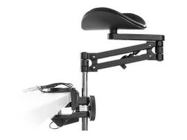 ESD RATED ERGOREST FOREARM SUPPORT - LONG BLACK ARM / STANDARD BLACK PAD - W/ HEIGHT EXTENSION POLES