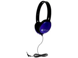 VCOM HAMILTONBUHL SACK-O-PHONES, 8 BLUE PRIMO HEADPHONES AND 3.5MM JACKBOX