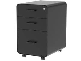 MONOPRICE WORKSTREAM BY MONOPRICE ROLLING ROUND CORNER 3-DRAWER FILE CABINET_ BLACK