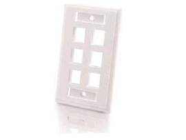 C2G 6-PORT KEYSTONE WALLPLATE WHT