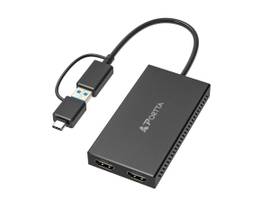 BATTERY TECH PORTTA 107B-USB-HDMI-B USB TO DUAL HDMI ADAPTER, USB A/C TO 2X HDMI DISPLAYS (1X 4K30HZ, 1X 1080P)