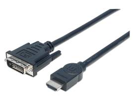 Manhattan HDMI Cable HDMI Male to DVI-D 24+1 Male, Dual Link, Black, 3 m (10 FT.