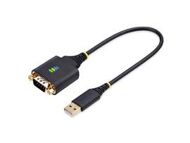 STARTECH 1FT (30CM) USB TO SERIAL ADAPTER CABLE, COM RETENTION, INTERCHANGEABLE SCREWS/NUTS, USB-A TO DB9 RS232, FTDI IC, ESD PROTECTION