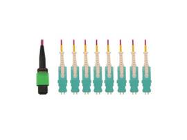 TRIPP LITE 40/100/400G MULTIMODE 50/125 OM4 BREAKOUT FIBER OPTIC CABLE 16F MTP/MPO-APC TO 8X DUPLEX SN-PC F/M, LSZH, MAGENTA, 3 M 9.8 FT.