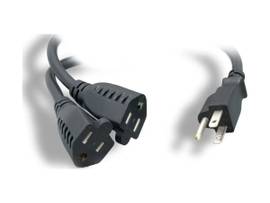 MONOPRICE POWER CORD SPLITTER - NEMA 5-15P TO 2X NEMA 5-15R_ 16AWG_ 13A/1625W_ SJT_ BLACK_ 6FT