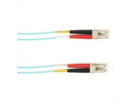 OM4 50/125 Multimode Fiber Optic Patch Cable - OFNP Plenum, LC to LC, Aqua, 3-m