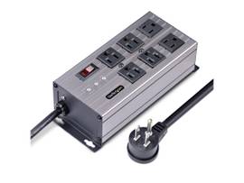 STARTECH 6-OUTLET INDUSTRIAL POWER STRIP 125V/15A, EMI/RFI ISOLATION, SURGE PROTECTION, MOUNTABLE PDU, ATTACHED 8FT/2.4M POWER CORD, NEMA 5-15P/R, UL