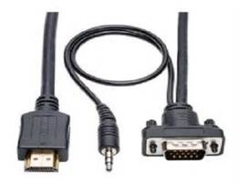 HDMI to VGA + Audio Active Converter Cable, HDMI to Low-Profile HD15 + 3.5 mm (M
