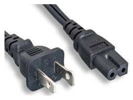 MONOPRICE POWER CORD - POLARIZED NEMA 1-15P TO POLARIZED IEC 60320 C7_ 18AWG_ 10A/1250W_ 125V_ BLACK_ 6FT
