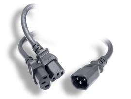 MONOPRICE POWER CORD SPLITTER - IEC 60320 C14 TO 2X IEC 60320 C13_ 16AWG_ 13A/1625W_ SJT_ BLACK_ 3FT