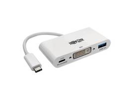 USB 3.1 Gen 1 USB-C to DVI Adapter with USB-A and USB-C PD Charging Ports, Thund