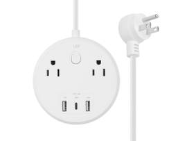 MONOPRICE USB-C POWER STRIP PAD_ 2 OUTLETS AND 57W 3 USB (2X 12W USB TYPE-A_ 1X 45W USB-C) WITH 5-FOOT EXTENSION CORD_ COMPACT TRAVEL SIZE_ FOR