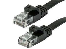 MONOPRICE FLEXBOOT FLAT CAT6 ETHERNET PATCH CABLE - SNAGLESS RJ45_ FLAT_ 550MHZ_ UTP_ PURE BARE COPPER WIRE_ 30AWG_ 14FT_ BLACK