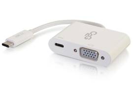 C2G USB-C TO VGA+USB-C CHARGING WHITE