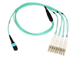 AXIOM MPO FEMALE TO 4 LC MULTIMODE OM3 50/125 FIBER OPTIC BREAKOUT CABLE - 30M