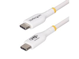 STARTECH 10FT WHITE USB-C CHARGING CABLE USB-IF CERTIFIED USB C CABLE 240W PD EPR USB 2.0 TYPE-C LAPTOP CHARGER CORD USB-C DATA TRANSFER TPE JACKET