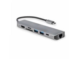 ROCSTOR DOCKING STATION - USB-C MULTIPORT ADAPTER -7-IN-1 HUB -USB TYPE-C SLIM DOCK TO 4K 60HZ HDMI, MICRO SD/SD READER, -GIGABIT ETHERNET RJ45,
