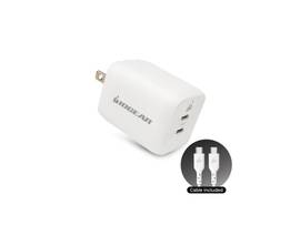 IOGEAR GEARPOWER DUAL USB-C 65W CHARGER, PPS, GAN, 2 PORT , USB-C CABLE, IPHONE 15, SAMSUNG, MACBOOK PRO/AIR, IPAD PRO, GOOGLE PIXEL, TRAVEL WALL