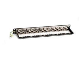 24-Port 1U CAT6A Staggered Feed-Through Patch Panel Shielded
