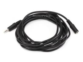 MONOPRICE 12FT 3.5MM STEREO PLUG/JACK M/F CABLE-BL