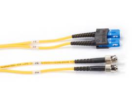 OS2 9/125 Singlemode Fiber Optic Patch Cable - OFNR PVC, ST to SC, Yellow, 3-m (