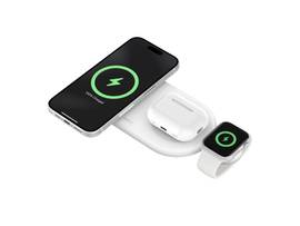 BELKIN QI2 15W 3-IN-1 WIRELESS CHARGER PAD WITH USB-C TO APPLE WATCH ADAPTER, WHITE