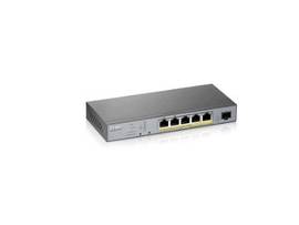 ZYXEL GS1350-6HP - 5-PORT GIGABIT POE+ L2 WEB MANAGED SWITCH (60W) W/SFP UPLINK 802.3BT SUPPORT W/1Y NEBULA INCLUDED