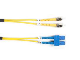 OS2 9/125 Singlemode Fiber Optic Patch Cable - OFNR PVC, ST to SC, Yellow, 1-m (