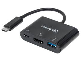 Manhattan USB-C HDMI Docking Converter USB 3.2 Type-C Male to HDMI, USB-A and US