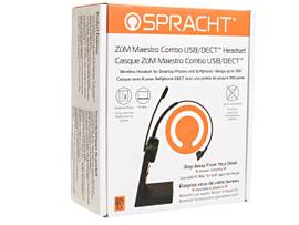 SPRACHT HS-2020 ZUM MAESTRO COMBO USB DECT HEADSET. WIRELESS HEADSET FOR DESKTOP PHONES  SOFTPHONE. RANGE UP TO 350. SINGLE EAR. CHARGING BASE.
