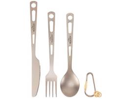 MONOPRICE PURE OUTDOOR LIGHTWEIGHT TITANIUM 3-PIECE CUTLERY CAMPING UTENSILS SET