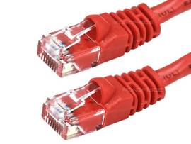 MONOPRICE CAT5E ETHERNET PATCH CABLE - SNAGLESS RJ45_ STRANDED_ 350MHZ_ UTP_ PURE BARE COPPER WIRE_ CROSSOVER_ 24AWG_ 25FT_ RED
