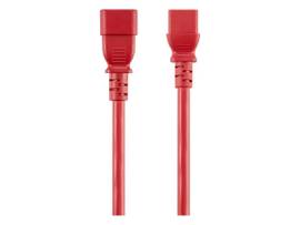 MONOPRICE EXTENSION CORD - IEC 60320 C14 TO IEC 60320 C13_ 14AWG_ 15A/1875W_ SJT_ 100-250V_ RED_ 3FT